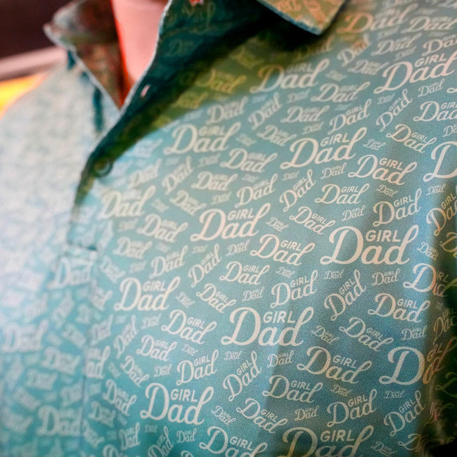 Bussin With The Boys Girl Dad Print Polo (Green)-Polos-Bussin With The Boys-Barstool Sports