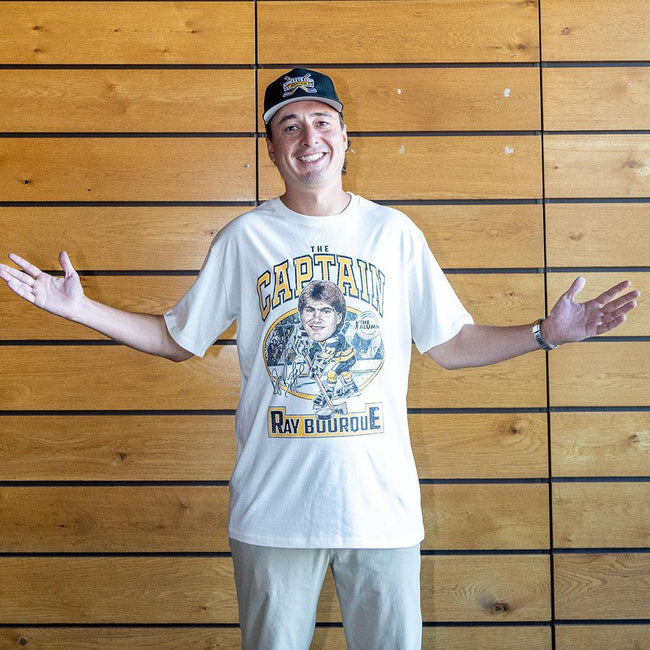 Spittin Chiclets x NHL Alumni Association Ray Bourque The Captain Tee-T-Shirts-Spittin Chiclets-Barstool Sports