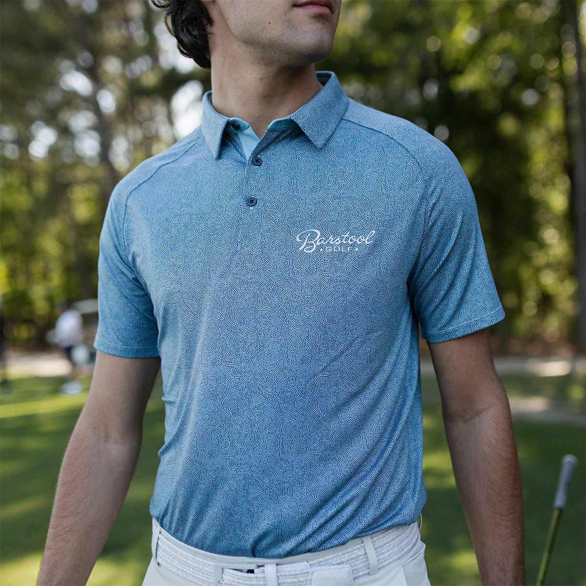 UNRL x Barstool Golf Script Turing Polo-Polos-Fore Play-Blue-S-Barstool Sports