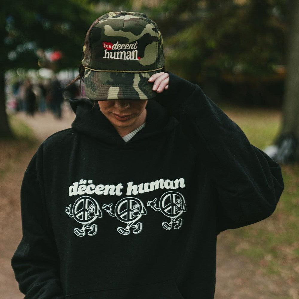Be a Decent Human Peace Hoodie-Hoodies & Sweatshirts-Brianna-Barstool Sports