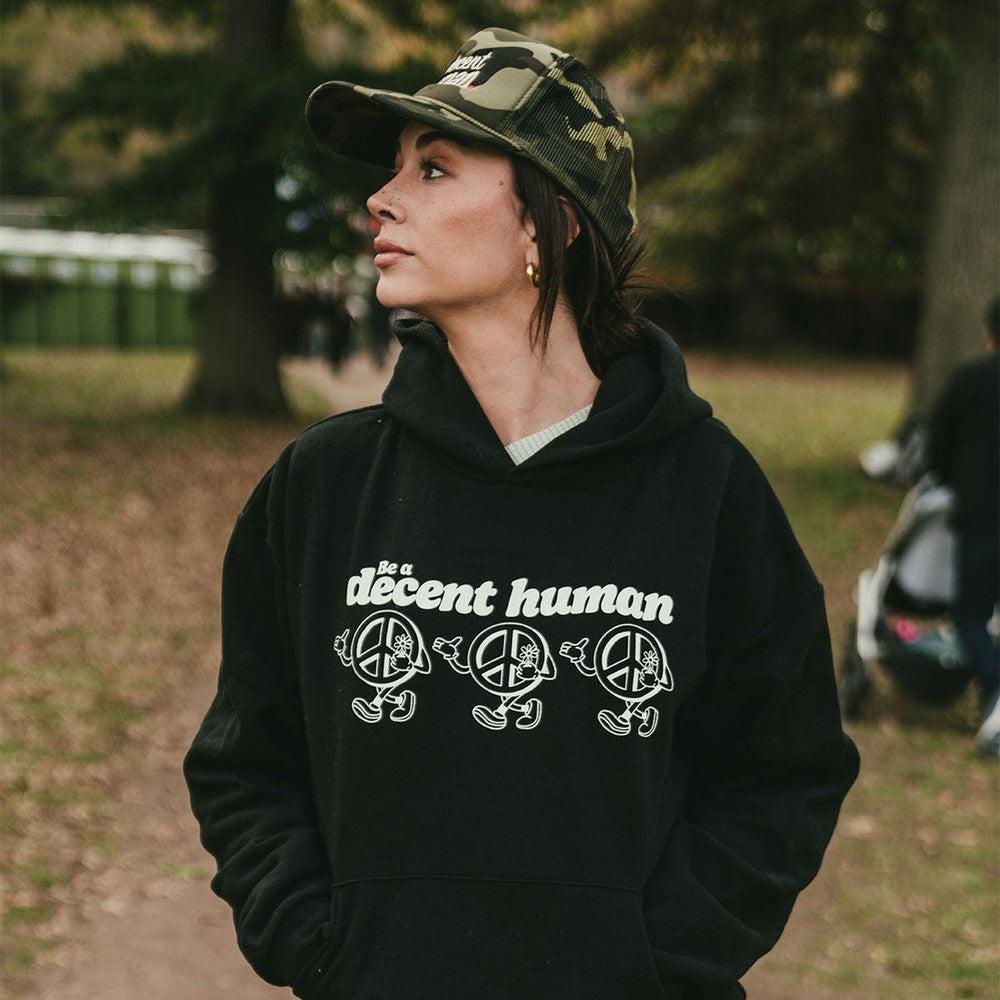 Be a Decent Human Peace Hoodie-Hoodies & Sweatshirts-Brianna-Barstool Sports