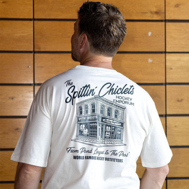 Spittin Chiclets Hockey Emporium Tee-T-Shirts-Spittin Chiclets-Barstool Sports