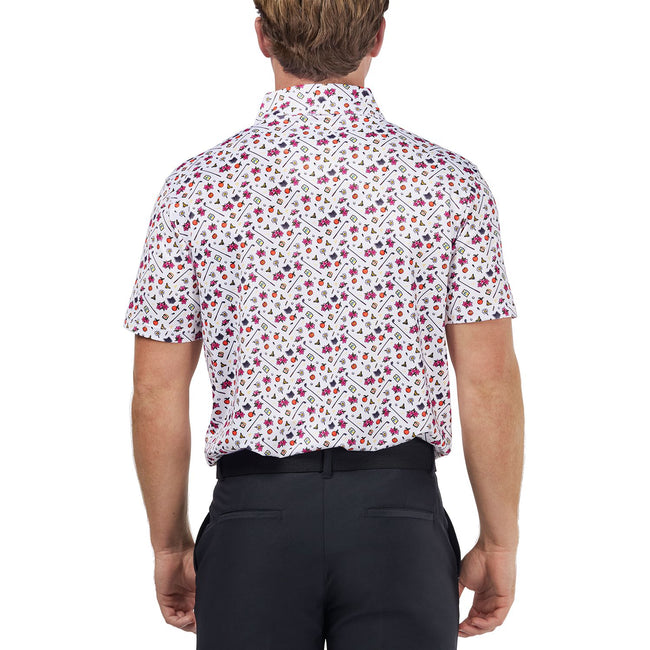Barstool Golf Clubs & Flowers Printed Polo-Polos-Fore Play-Barstool Sports
