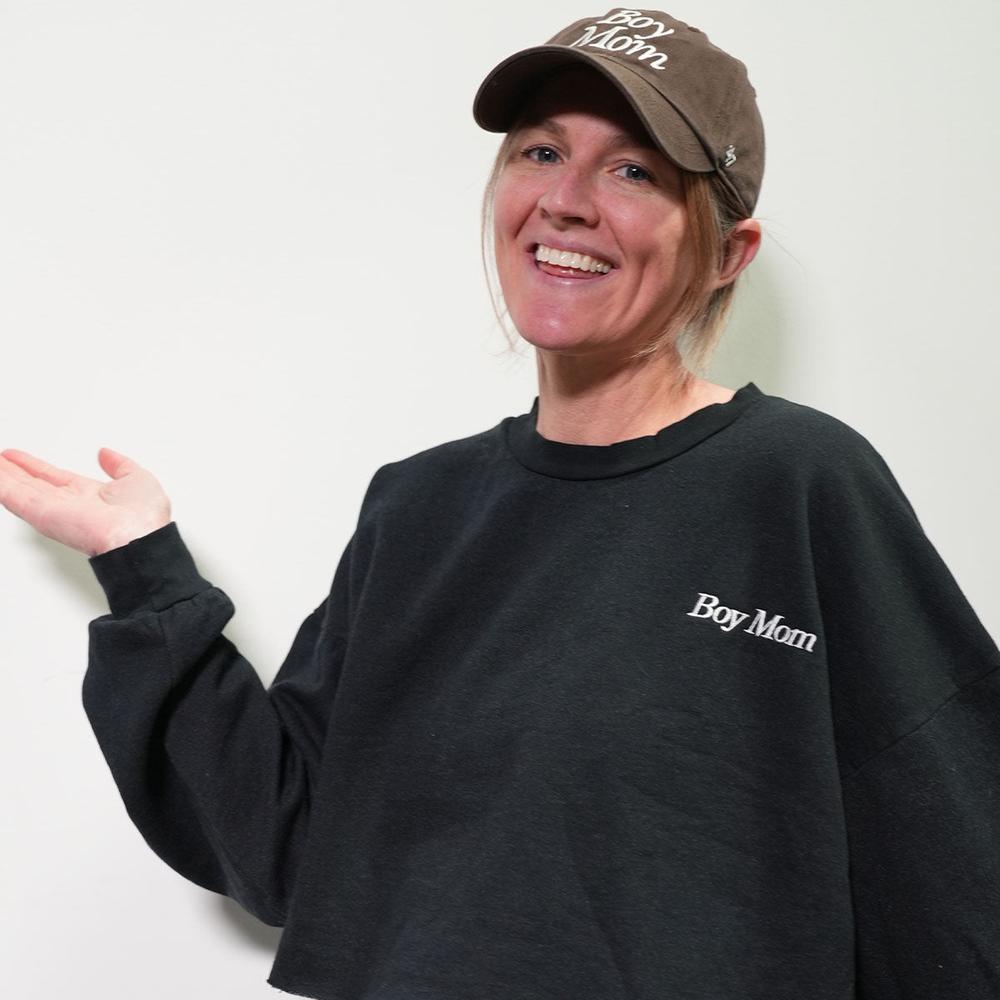 Boy Mom Embroidered Cropped Crewneck II-Crewnecks-Barstool Sports-Barstool Sports