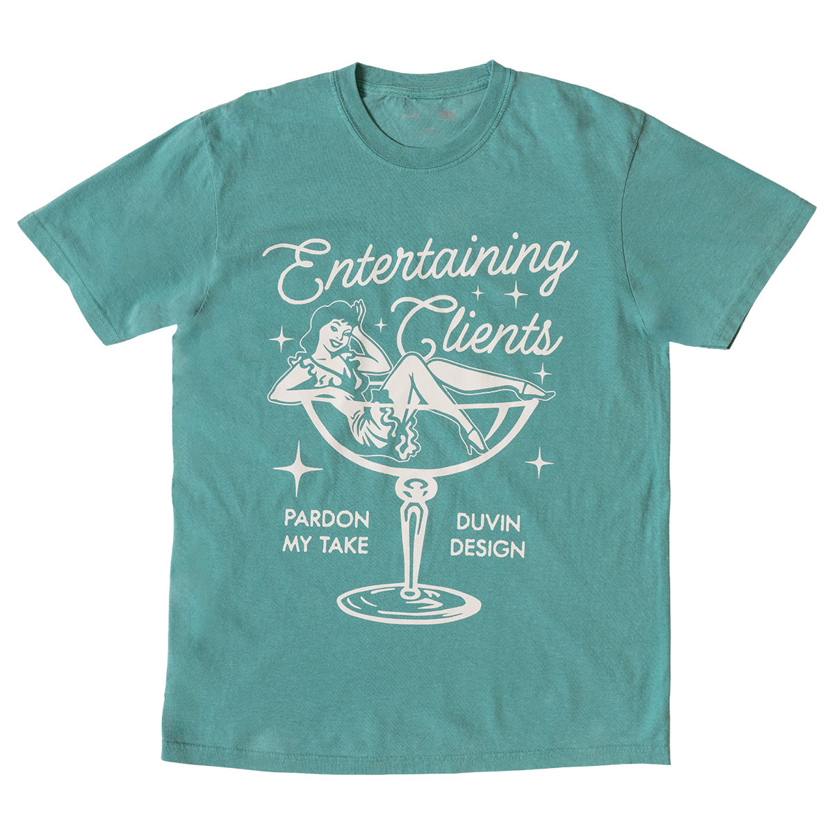 PMT x Duvin Entertaining Clients Tee-T-Shirts-Pardon My Take-Teal-S-Barstool Sports
