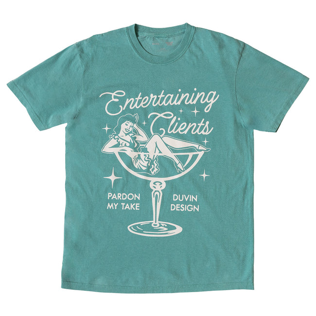 PMT x Duvin Entertaining Clients Tee-T-Shirts-Pardon My Take-Teal-S-Barstool Sports