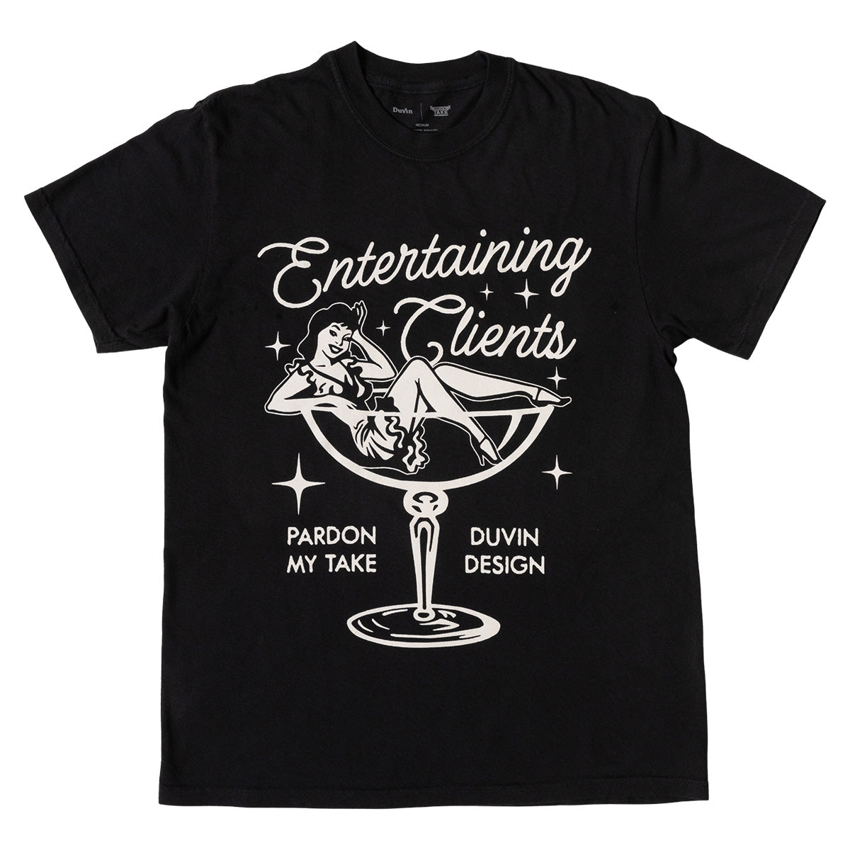 PMT x Duvin Entertaining Clients Tee-T-Shirts-Pardon My Take-Black-S-Barstool Sports