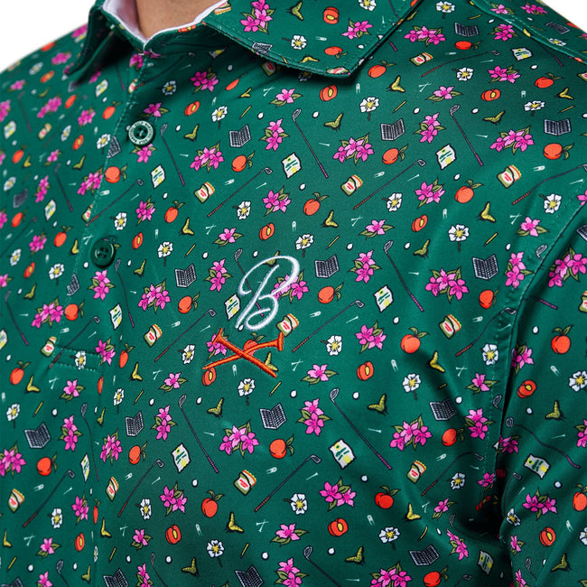 Barstool Golf Clubs & Flowers Printed Polo-Polos-Fore Play-Barstool Sports