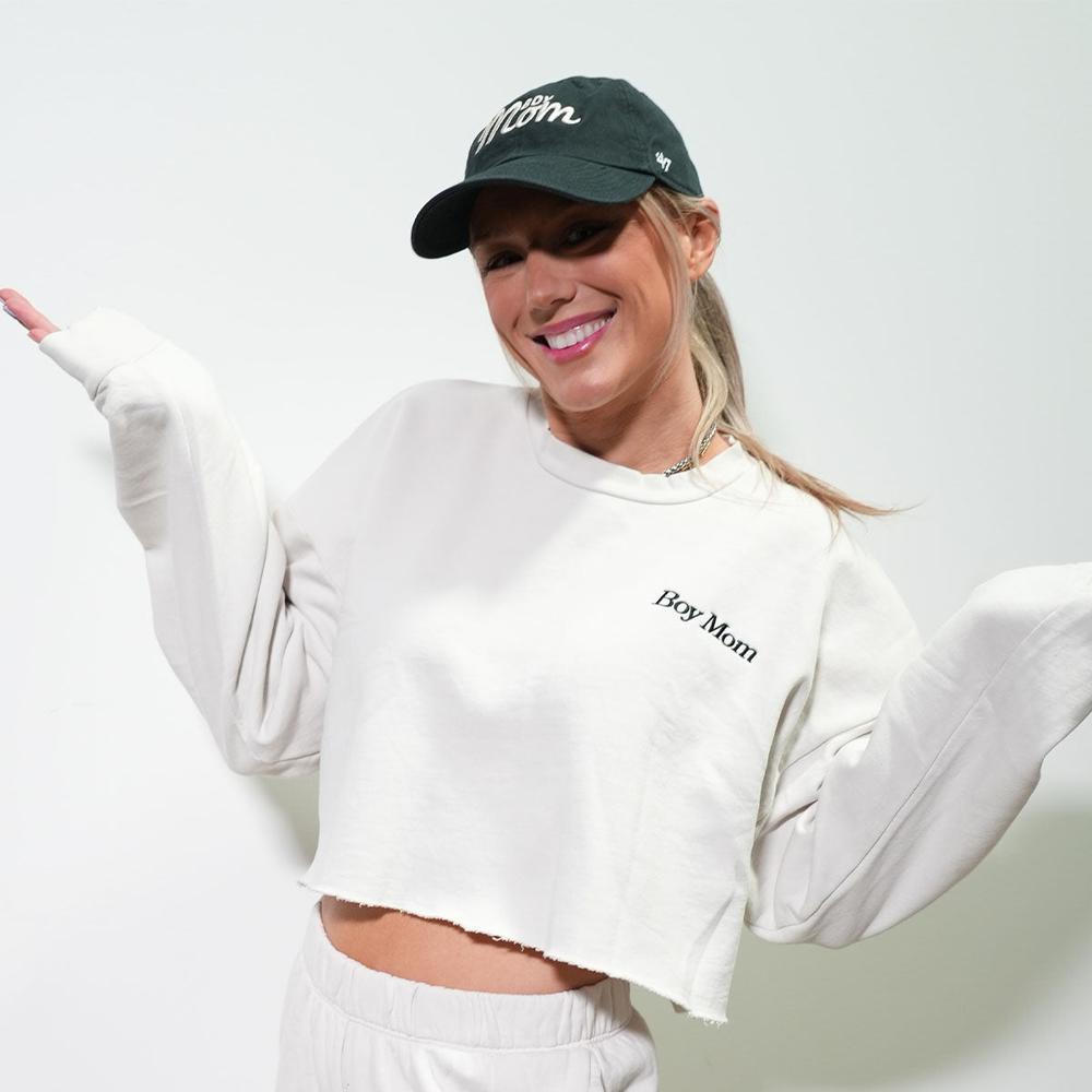 Boy Mom Embroidered Cropped Crewneck II-Crewnecks-Barstool Sports-Barstool Sports