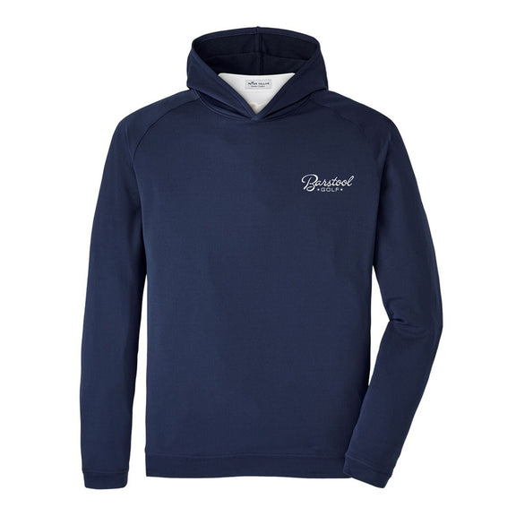 Peter Millar x Barstool Golf Script Pine Performance Hoodie-Hoodies & Sweatshirts-Fore Play-Navy-S-Barstool Sports