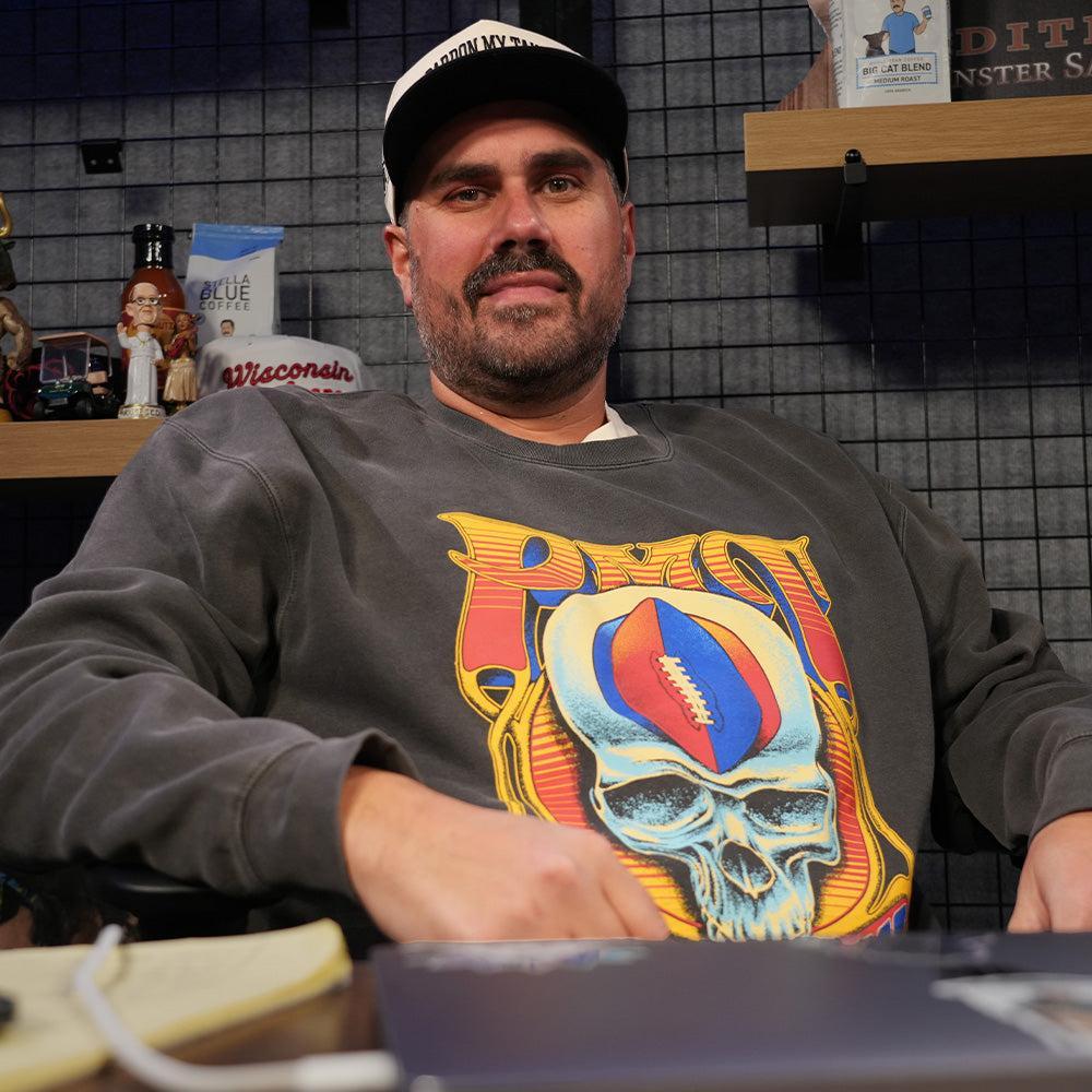 Pardon My Take Football Skull Crewneck-Crewnecks-Pardon My Take-Barstool Sports