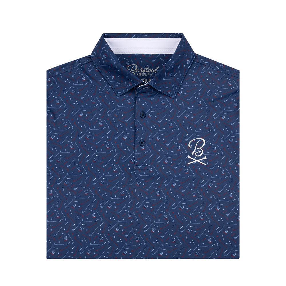 Barstool Golf Printed Performance Polo-Polos-Fore Play-Navy-S-Barstool Sports
