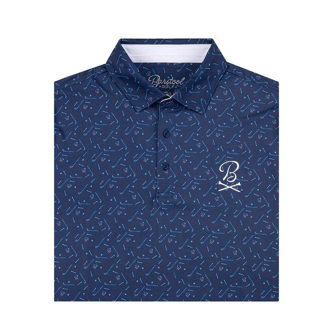 Barstool Golf Printed Performance Polo-Polos-Fore Play-Navy-S-Barstool Sports