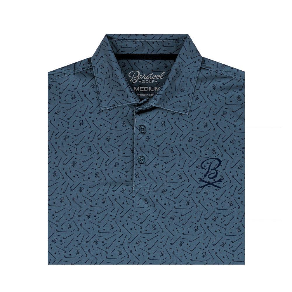 Barstool Golf Printed Performance Polo-Polos-Fore Play-Blue-S-Barstool Sports