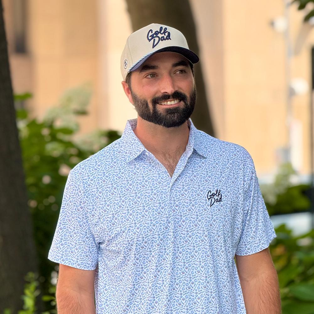 Golf Dad Printed Performance Polo-Polos-Fore Play-Barstool Sports