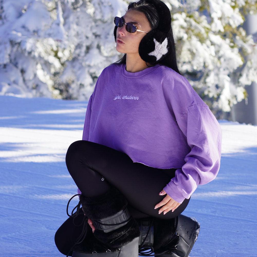 Girl Whatever Embroidered Cropped Crewneck-Crewnecks-It Girl-Barstool Sports