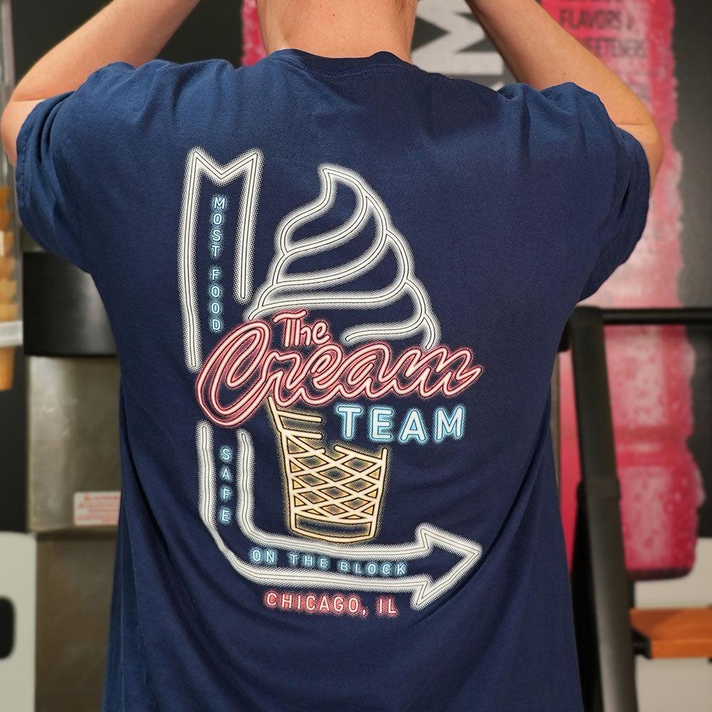 Cream Team Neon Sign Pocket Tee-T-Shirts-The Yak-Barstool Sports
