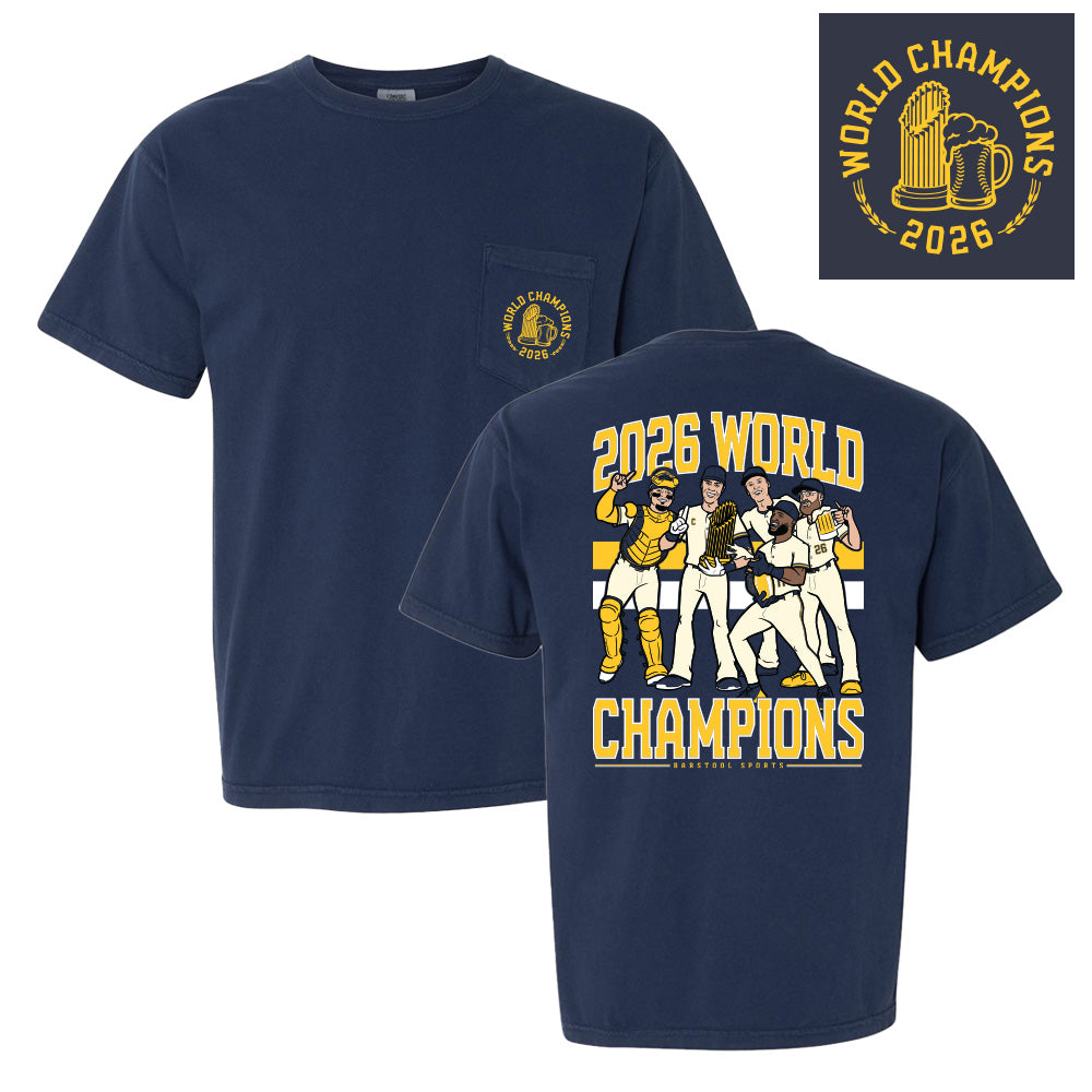 Milwaukee 2026 World Champions Pocket Tee-T-Shirts-Barstool Sports-Navy-S-Barstool Sports