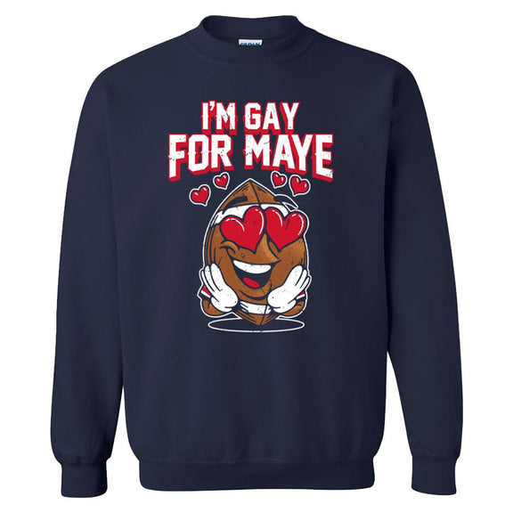 Gay For Maye Crewneck-T-Shirts-Barstool Sports-Navy-S-Barstool Sports