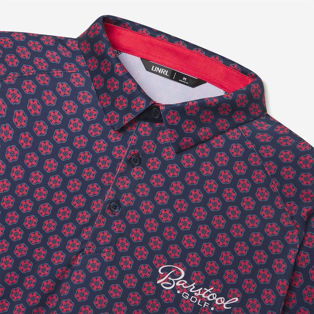 UNRL x Barstool Golf Script Flower Printed Polo-Polos-Fore Play-Barstool Sports