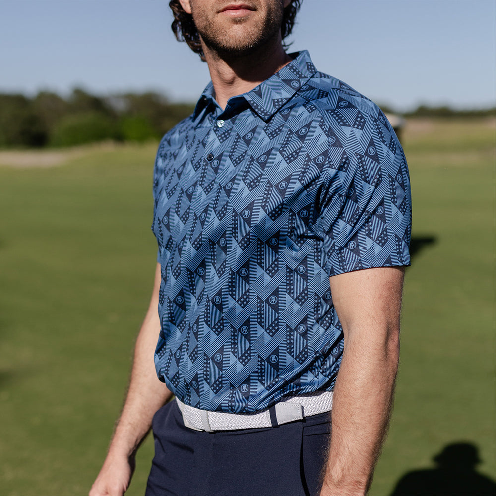 UNRL x Barstool Golf Printed Polo-Polos-Fore Play-Navy-S-Barstool Sports