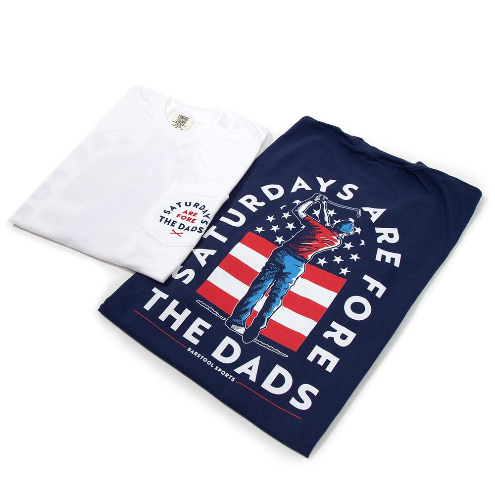 Saturdays Are Fore The Dads Golfer USA Pocket Tee-T-Shirts-SAFTB-Barstool Sports