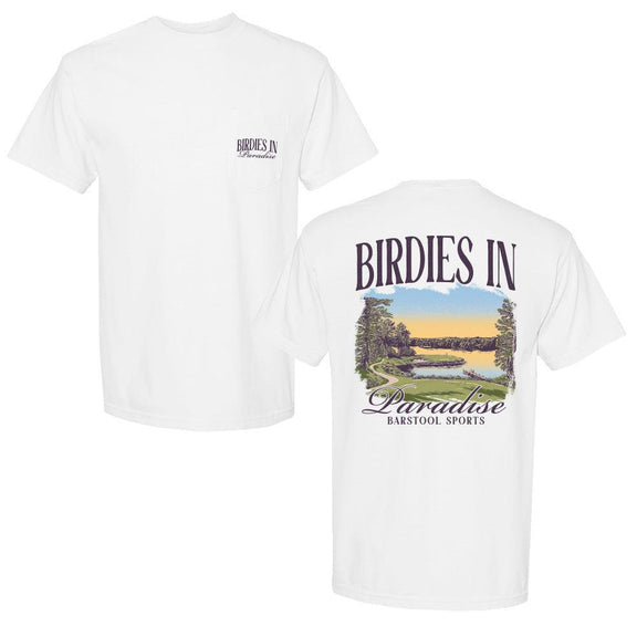 Birdies In Paradise Lake Pocket Tee-T-Shirts-Barstool Sports-White-S-Barstool Sports