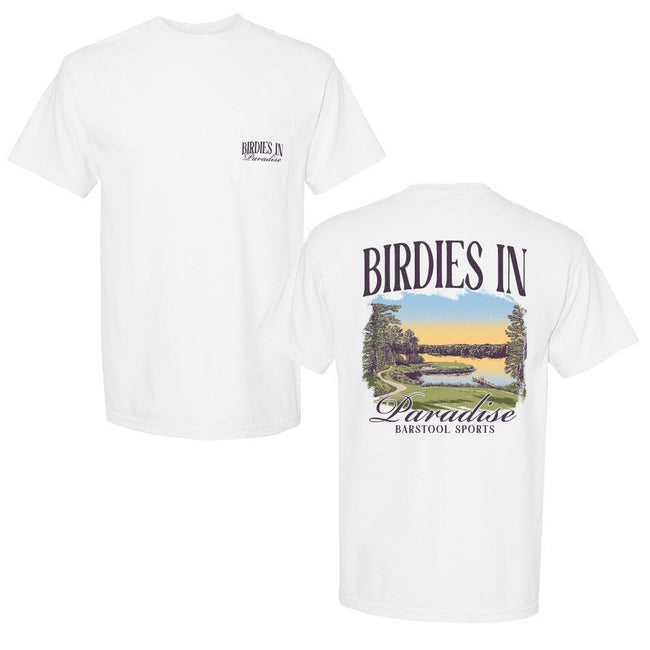 Birdies In Paradise Lake Pocket Tee-T-Shirts-Barstool Sports-White-S-Barstool Sports
