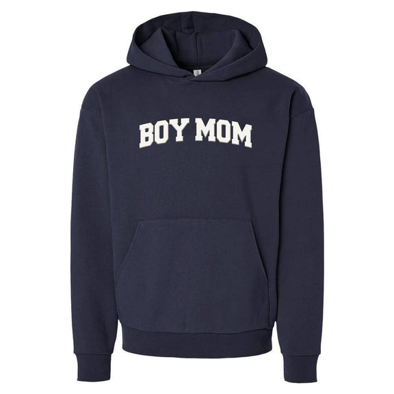 Boy Mom Puff Print Hoodie-Hoodies & Sweatshirts-Barstool Sports-Navy-S-Barstool Sports