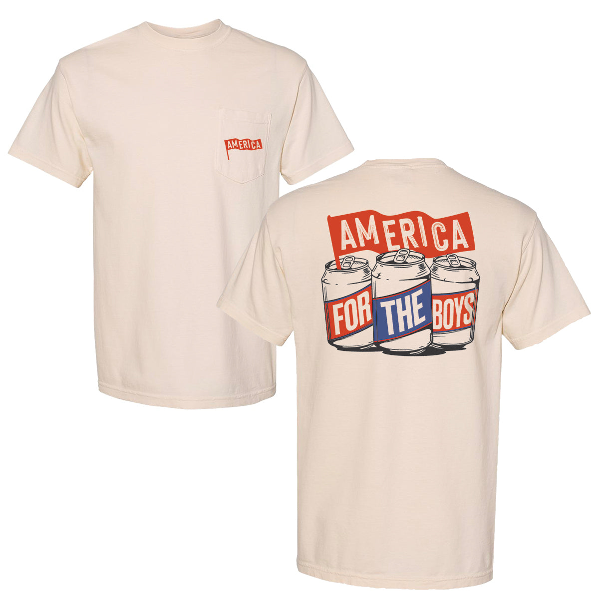 For The Boys Beer Can USA Pocket Tee-T-Shirts-Bussin With The Boys-Ivory-S-Barstool Sports