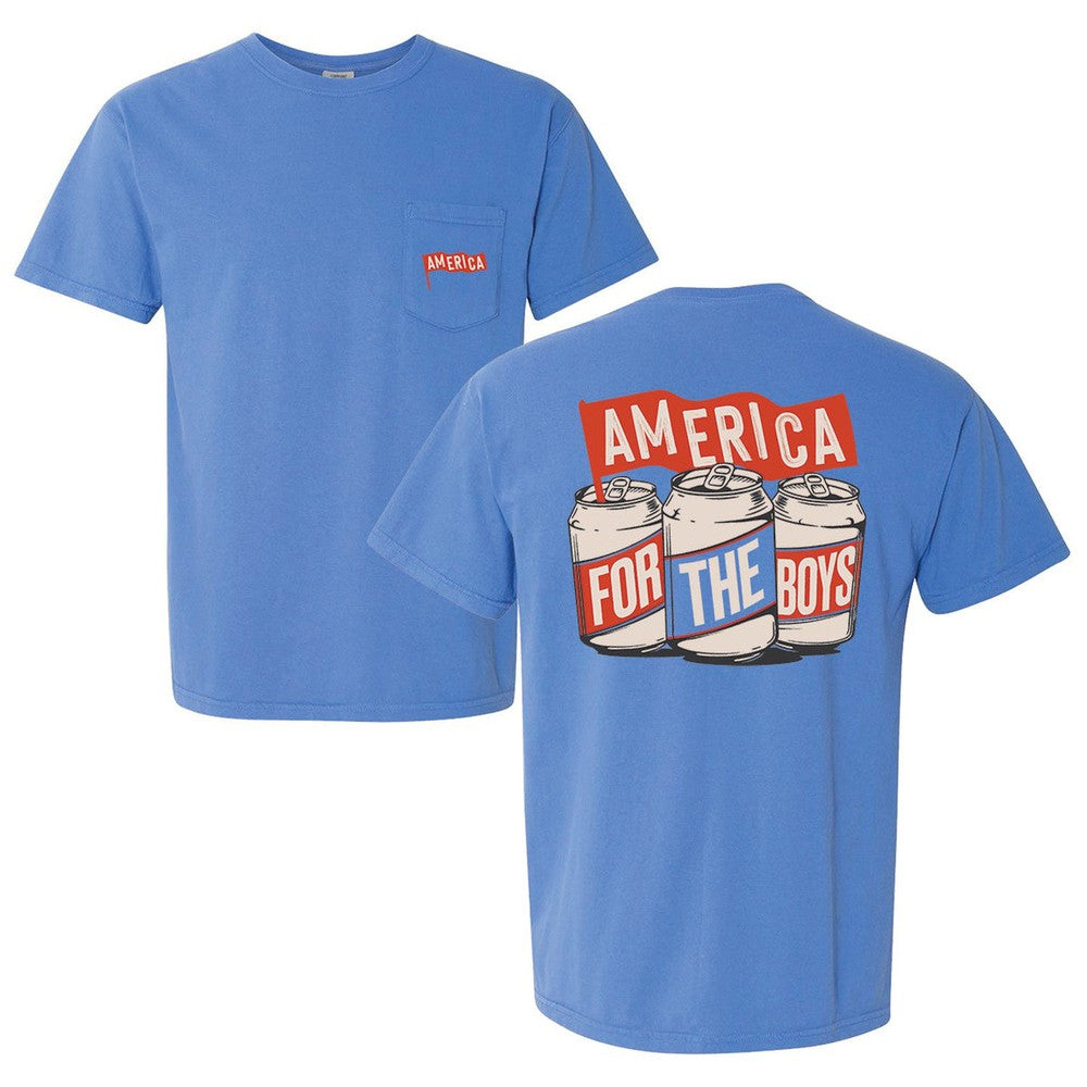 For The Boys Beer Can USA Pocket Tee-T-Shirts-Bussin With The Boys-Blue-S-Barstool Sports