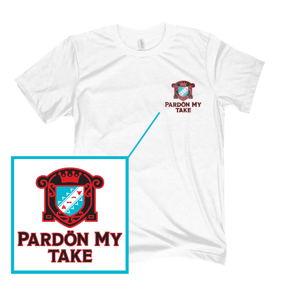 Pardon My Take Crest Tee-T-Shirts-Pardon My Take-White-S-Barstool Sports