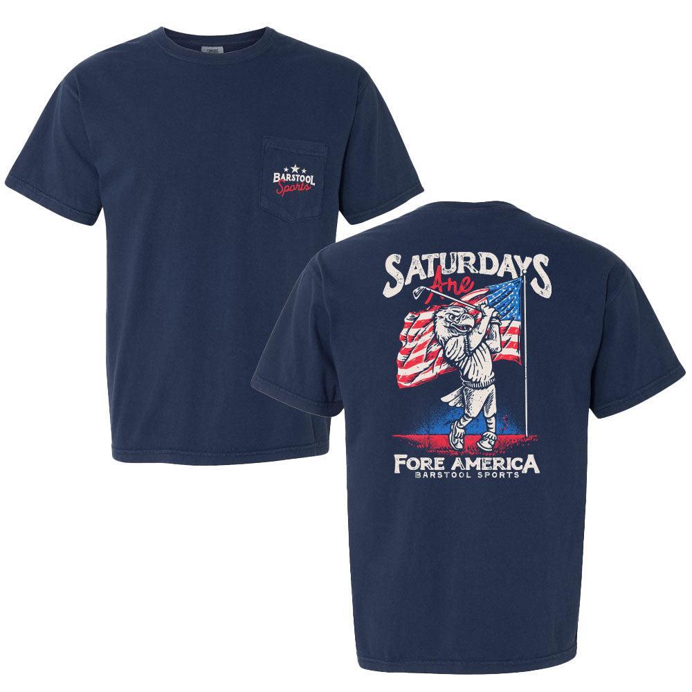 Saturdays Are Fore America Pocket Tee-T-Shirts-SAFTB-Barstool Sports