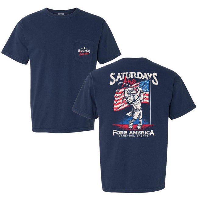 Saturdays Are Fore America Pocket Tee-T-Shirts-SAFTB-Navy-S-Barstool Sports