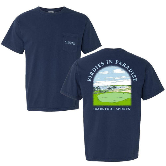 Birdies In Paradise Pocket Tee-T-Shirts-Barstool Sports-Navy-S-Barstool Sports