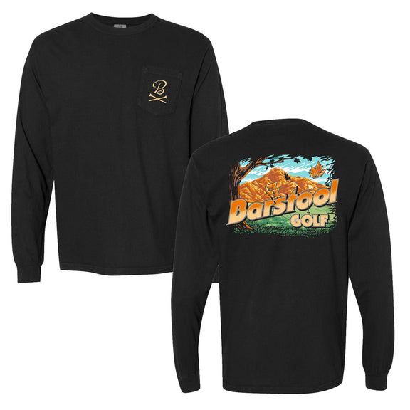 Barstool Golf Fall Long sleeve Pocket Tee-T-Shirts-Fore Play-Black-S-Barstool Sports