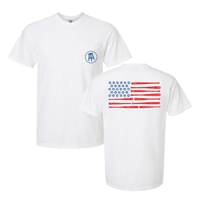 Baseball Flag Pocket Tee-T-Shirts-Barstool Sports-White-S-Barstool Sports