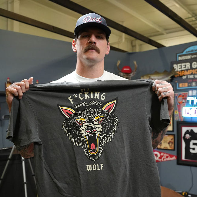 Be A Wolf Pocket Tee-T-Shirts-Bussin With The Boys-Barstool Sports