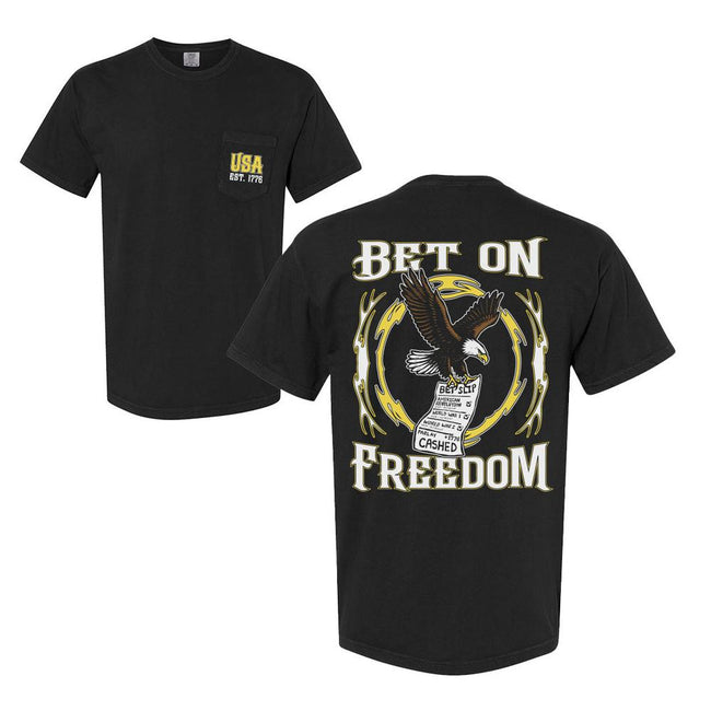 Bet On Freedom Pocket Tee-T-Shirts-Barstool Sports-Black-S-Barstool Sports