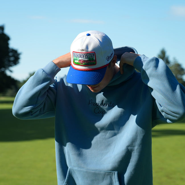 Barstool Golf x Presidents Cup Oversized Hoodie (Blue)-Hoodies & Sweatshirts-Fore Play-Barstool Sports