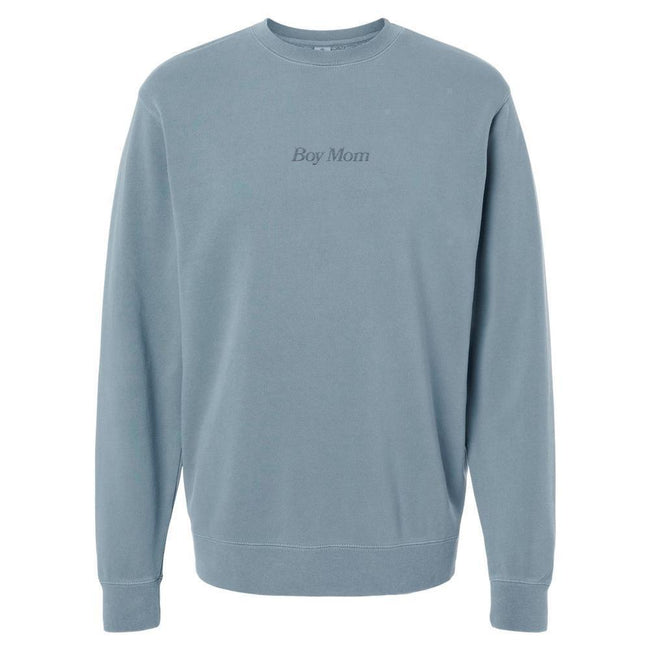 Boy Mom Embroidered Pigment Dyed Crewneck-Crewnecks-Barstool Sports-Barstool Sports