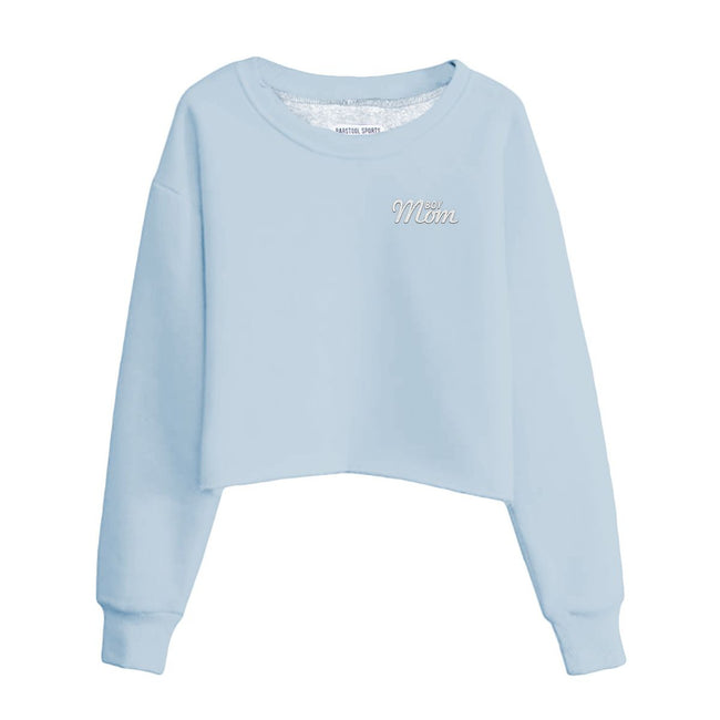 Boy Mom Embroidered Cropped Crewneck-Crewnecks-Bussin With The Boys-Light Blue-XS-Barstool Sports