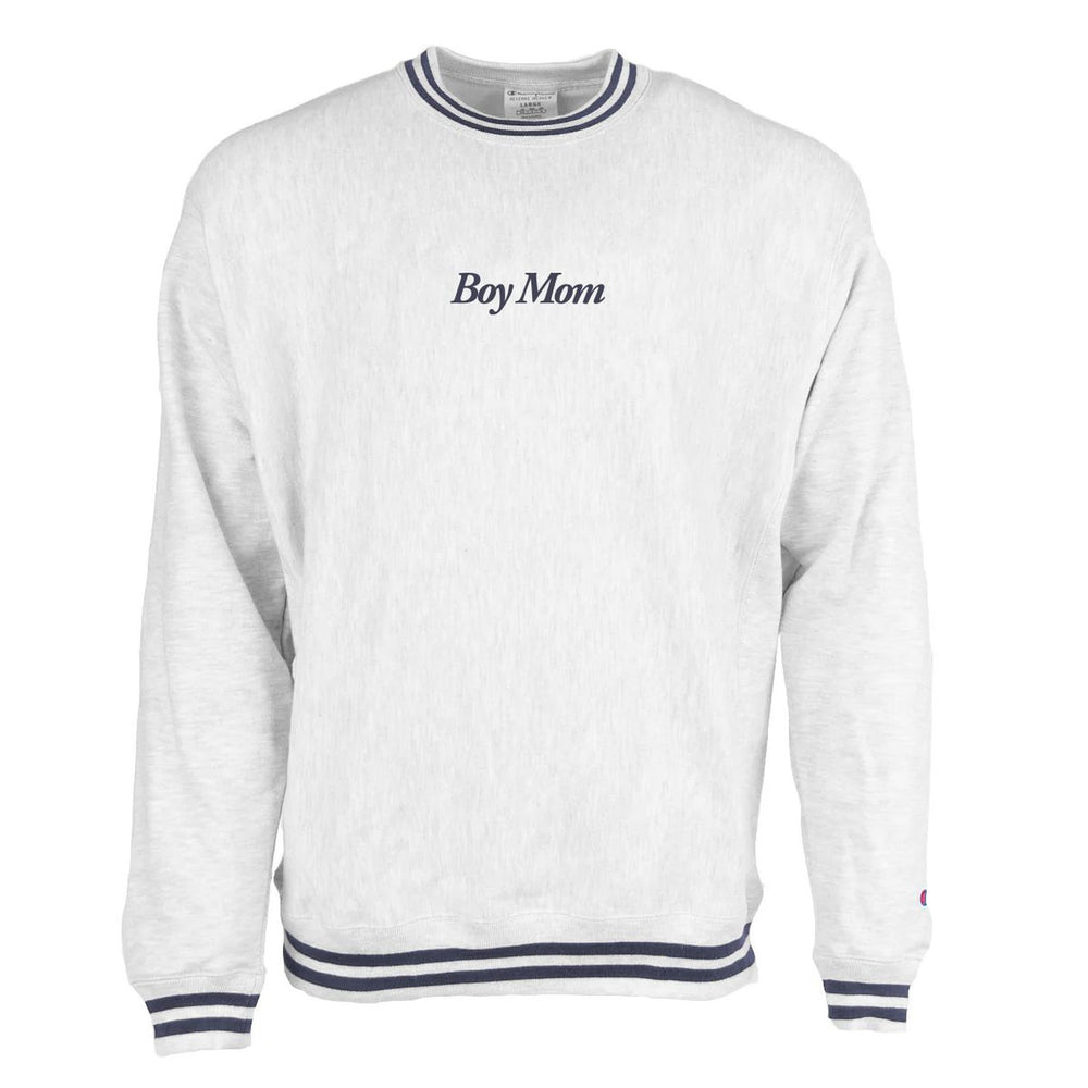 Boy Mom Champion Ribbed Crewneck-Crewnecks-Bussin With The Boys-Barstool Sports