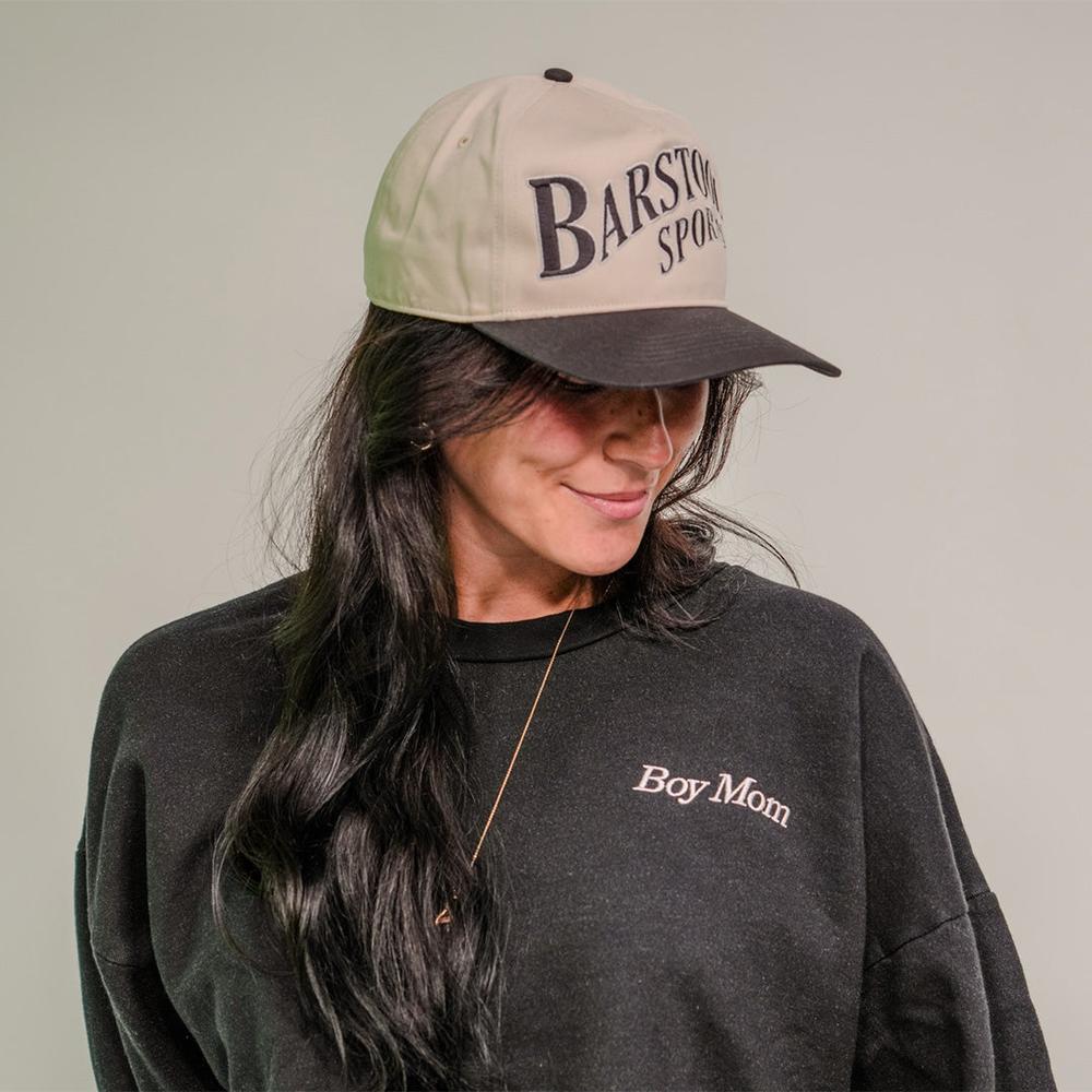 Boy Mom Embroidered Cropped Crewneck II-Crewnecks-Barstool Sports-Barstool Sports