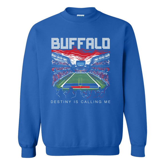 Destiny Is Calling Me BUF Crewneck-Crewnecks-Barstool Sports-Blue-S-Barstool Sports