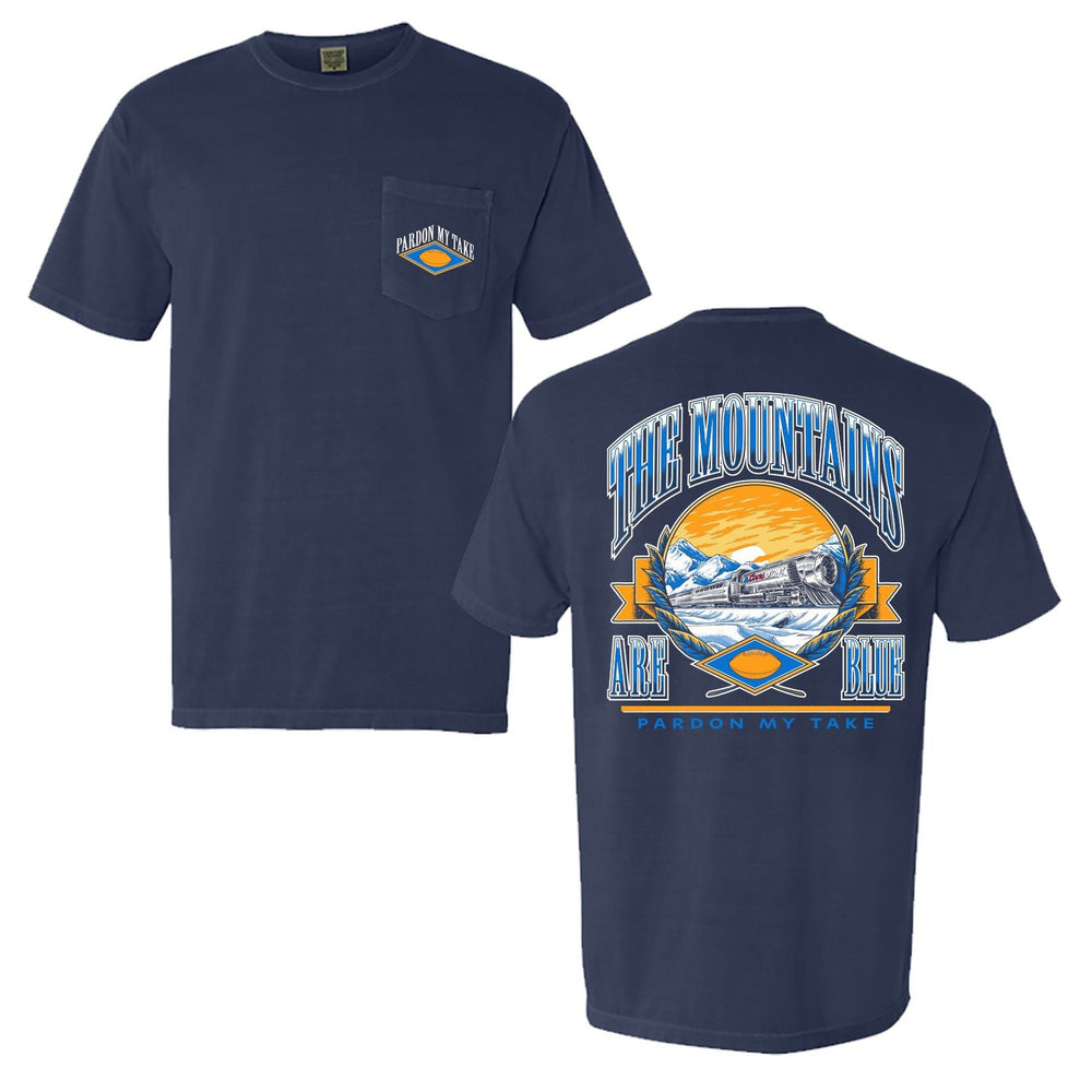 Coors x PMT The Mountains Are Blue Train Pocket Tee-T-Shirts-Pardon My Take-Navy-S-Barstool Sports