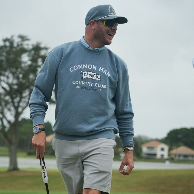 Common Man Country Club Pennant Crewneck-Crewnecks-Fore Play-Barstool Sports