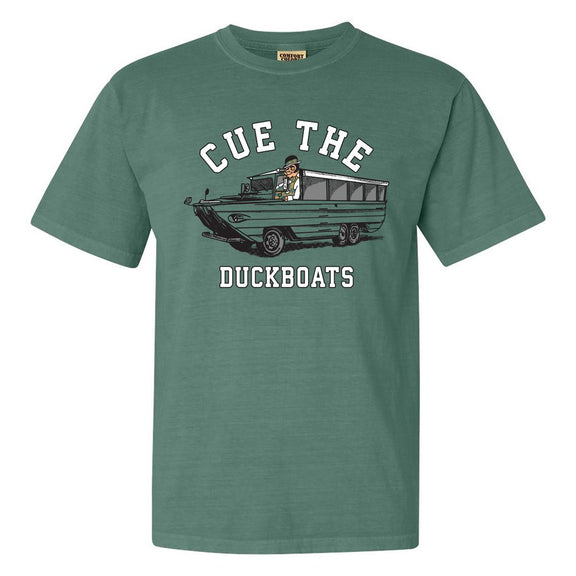 Cue The Duckboats BOS Tee-T-Shirts-Barstool Sports-Green-S-Barstool Sports