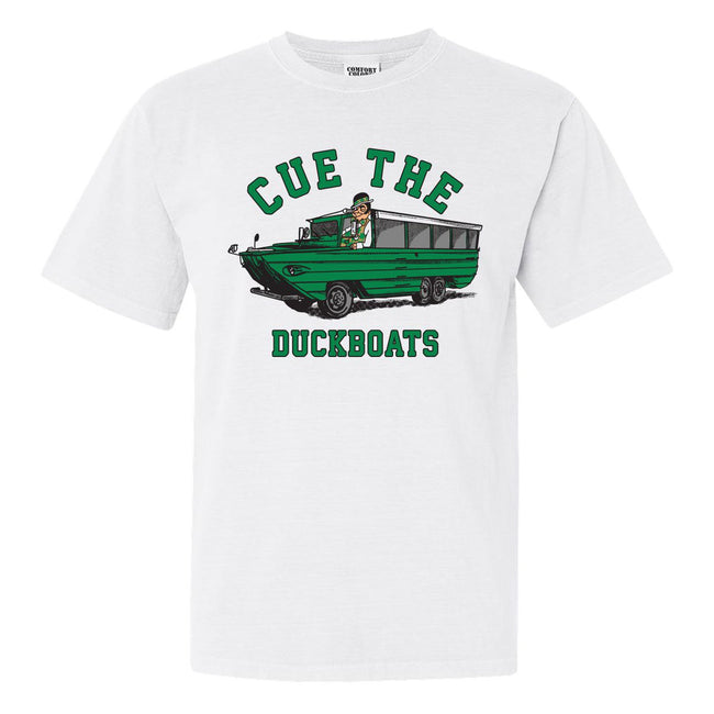 Cue The Duckboats BOS Tee-T-Shirts-Barstool Sports-White-S-Barstool Sports