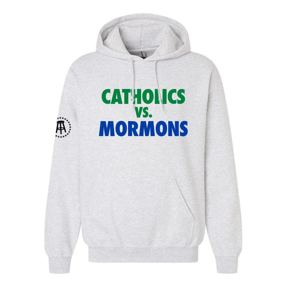 Catholics vs Mormons Hoodie-Hoodies & Sweatshirts-Barstool U-Grey-S-Barstool Sports